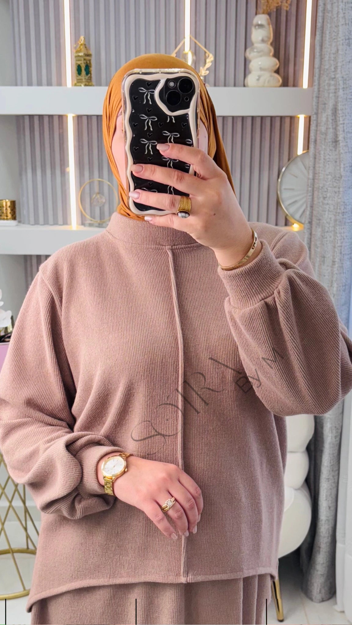 Ensemble-Jupe Hivernal Satira Beige.