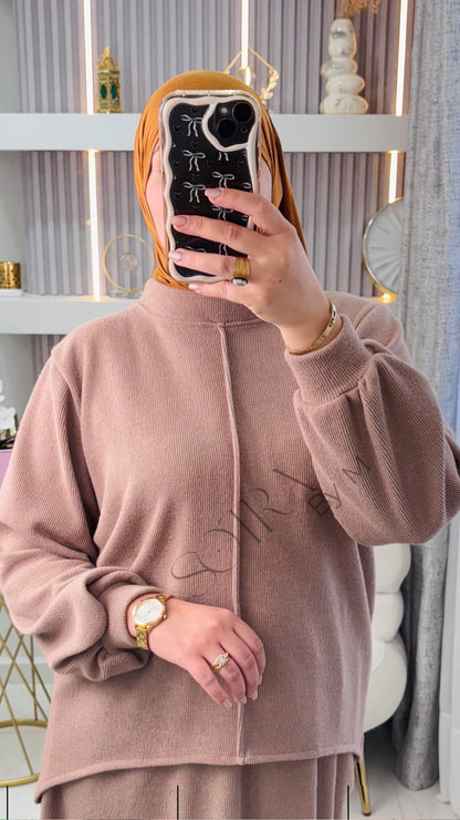 Ensemble-Jupe Hivernal Satira Beige.